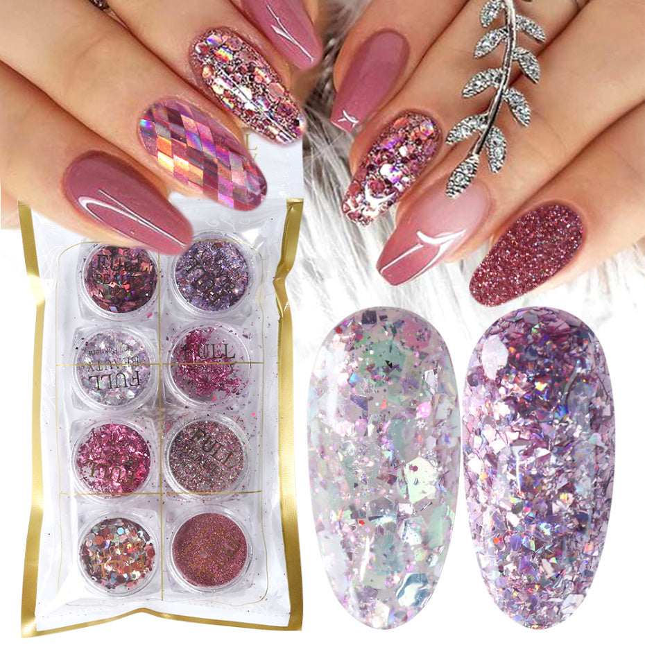 8 Box Mix Glitter Nail Art Powder Flakes Set 8 Box Mix Glitter Nail Art Powder Flakes Set